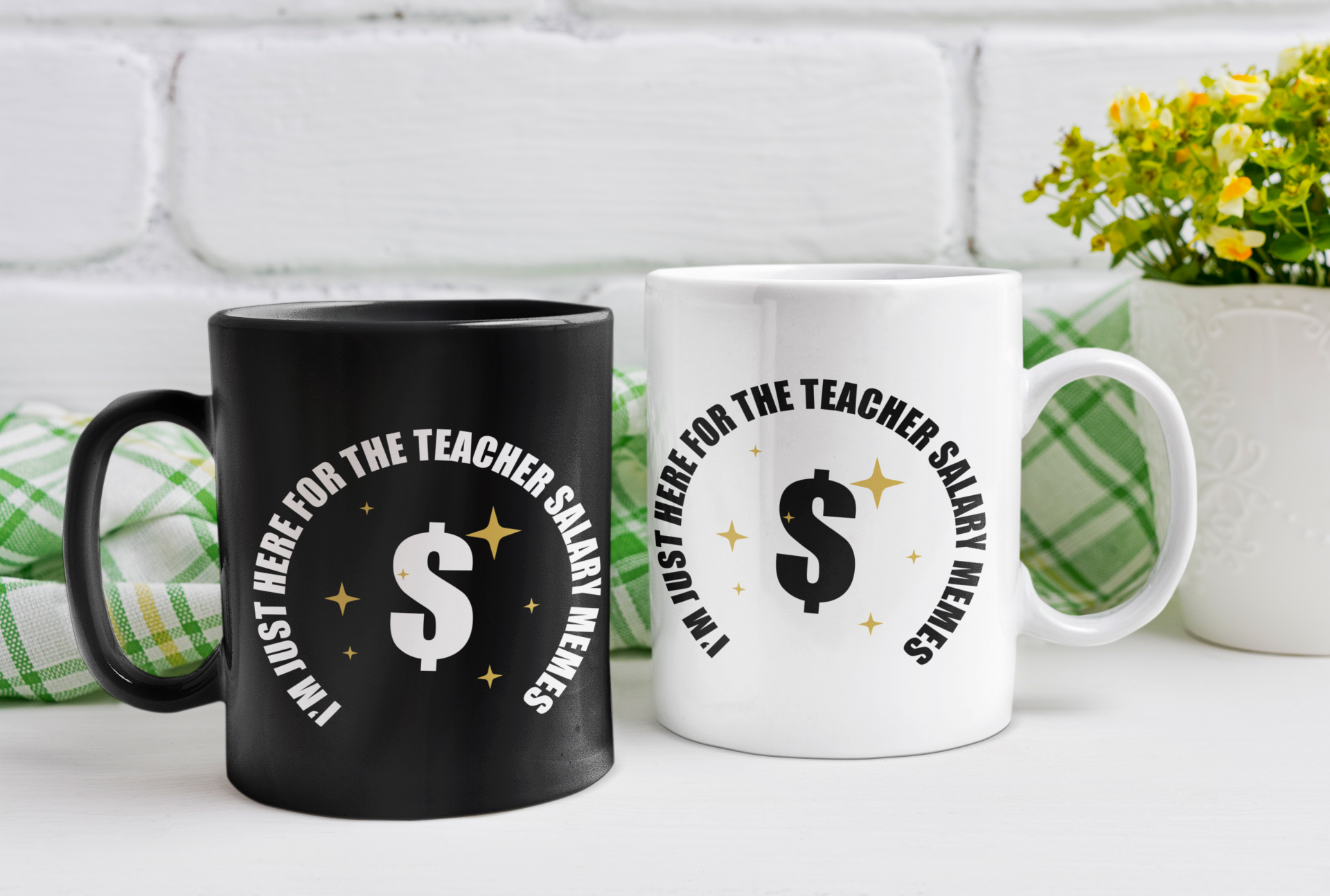 White Mug "I'm Just Here For The Teacher Salary Memes"