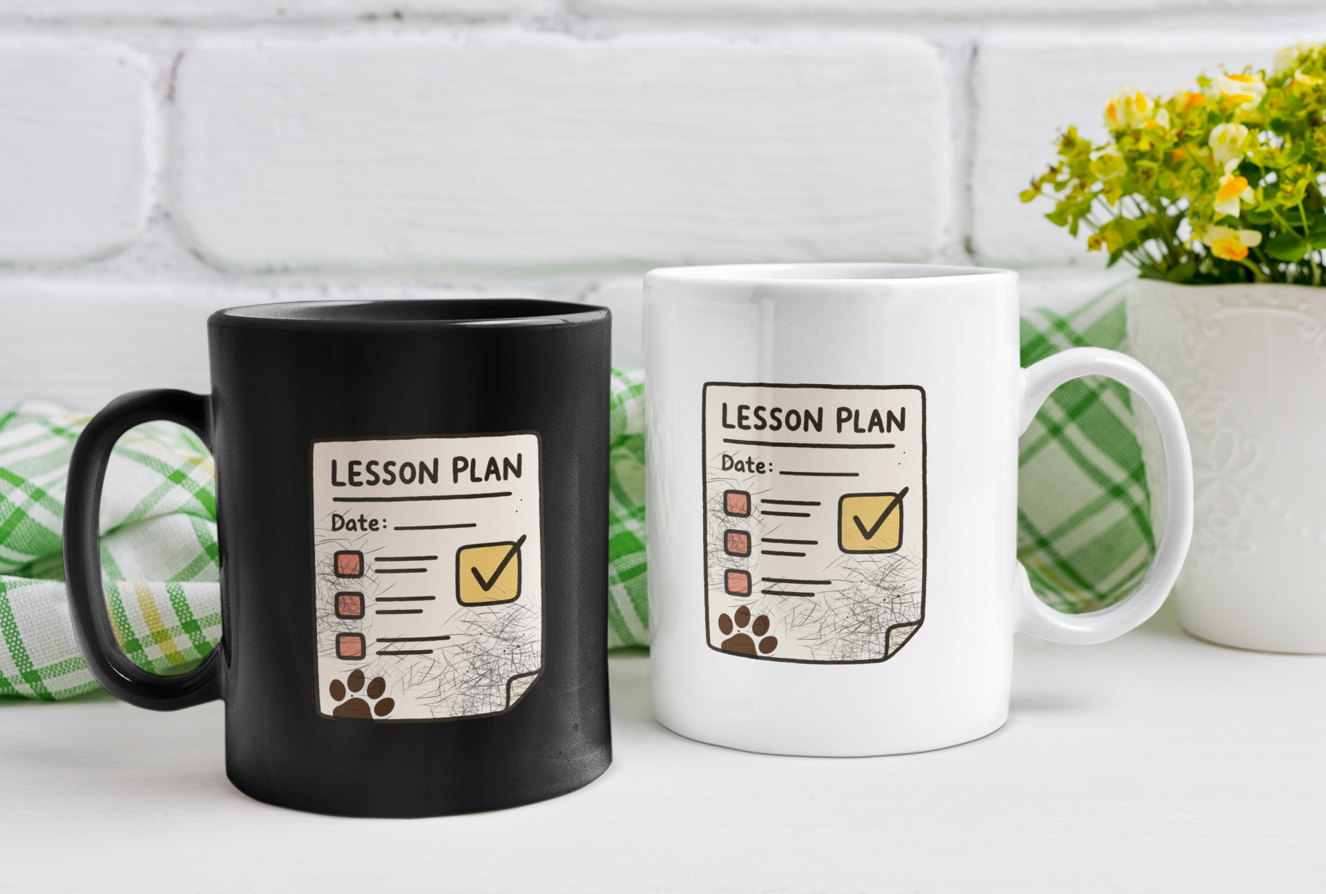Black Mug "Lesson Plan Covered in Fur"