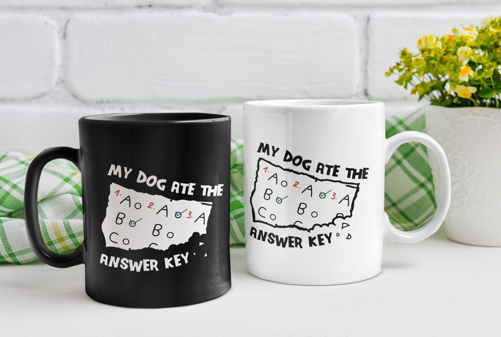 Black mug "My Dog Ate The Answer Key"